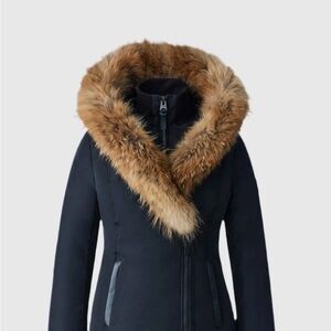 Mackage Black Jacket with Brown Fur Trim